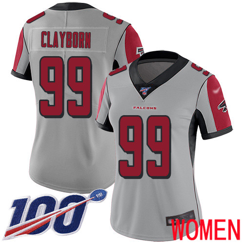 Atlanta Falcons Limited Silver Women Adrian Clayborn Jersey NFL Football #99 100th Season Inverted Legend